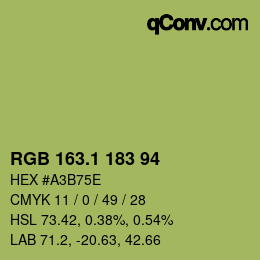 カラーコード: RGB 163.1 183 94 | qconv.com