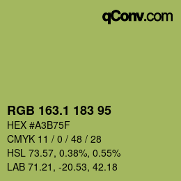 カラーコード: RGB 163.1 183 95 | qconv.com