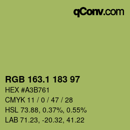 カラーコード: RGB 163.1 183 97 | qconv.com