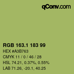 カラーコード: RGB 163.1 183 99 | qconv.com