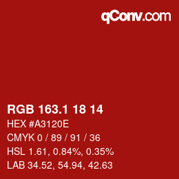 カラーコード: RGB 163.1 18 14 | qconv.com