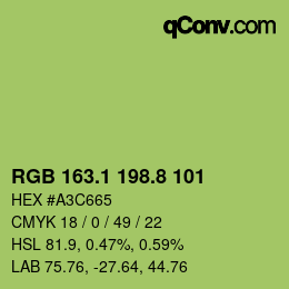 カラーコード: RGB 163.1 198.8 101 | qconv.com