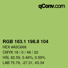 カラーコード: RGB 163.1 198.8 104 | qconv.com
