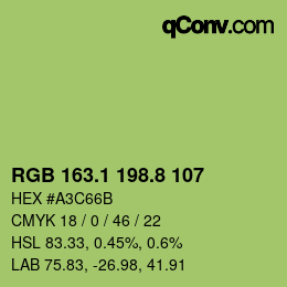 カラーコード: RGB 163.1 198.8 107 | qconv.com