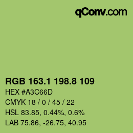 カラーコード: RGB 163.1 198.8 109 | qconv.com