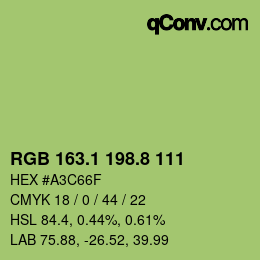 カラーコード: RGB 163.1 198.8 111 | qconv.com