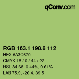カラーコード: RGB 163.1 198.8 112 | qconv.com
