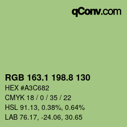 カラーコード: RGB 163.1 198.8 130 | qconv.com