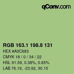 カラーコード: RGB 163.1 198.8 131 | qconv.com