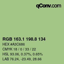 カラーコード: RGB 163.1 198.8 134 | qconv.com