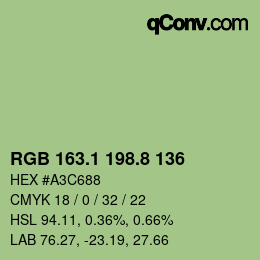 カラーコード: RGB 163.1 198.8 136 | qconv.com