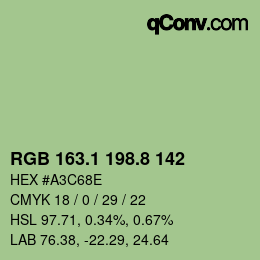 Color code: RGB 163.1 198.8 142 | qconv.com