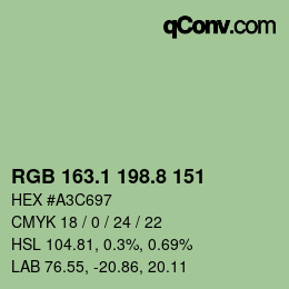 カラーコード: RGB 163.1 198.8 151 | qconv.com