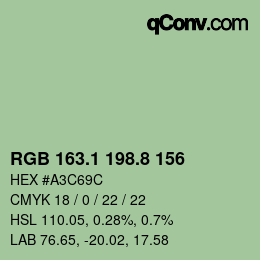 Color code: RGB 163.1 198.8 156 | qconv.com