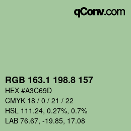 Color code: RGB 163.1 198.8 157 | qconv.com