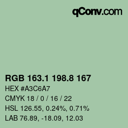 カラーコード: RGB 163.1 198.8 167 | qconv.com