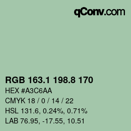 カラーコード: RGB 163.1 198.8 170 | qconv.com