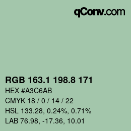 Color code: RGB 163.1 198.8 171 | qconv.com