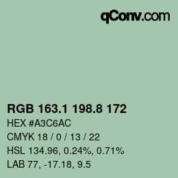 Color code: RGB 163.1 198.8 172 | qconv.com