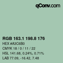 Farbcode: RGB 163.1 198.8 176 | qconv.com