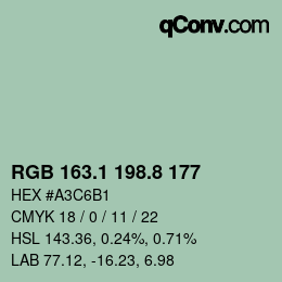 カラーコード: RGB 163.1 198.8 177 | qconv.com