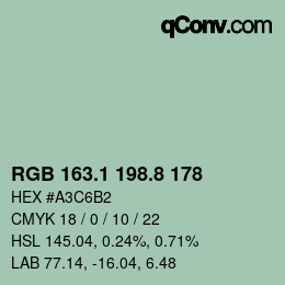 Código de color: RGB 163.1 198.8 178 | qconv.com