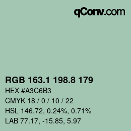 カラーコード: RGB 163.1 198.8 179 | qconv.com