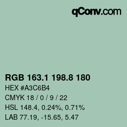 Color code: RGB 163.1 198.8 180 | qconv.com