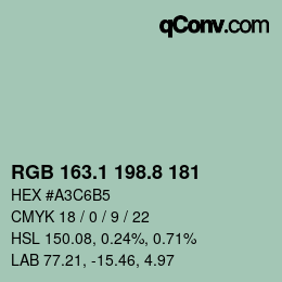 カラーコード: RGB 163.1 198.8 181 | qconv.com