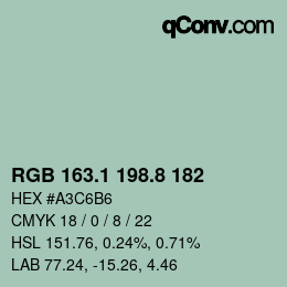 カラーコード: RGB 163.1 198.8 182 | qconv.com