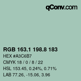 Código de color: RGB 163.1 198.8 183 | qconv.com