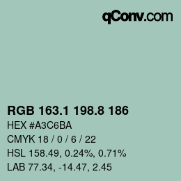 カラーコード: RGB 163.1 198.8 186 | qconv.com