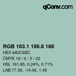 Code couleur: RGB 163.1 198.8 188 | qconv.com