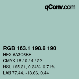 Color code: RGB 163.1 198.8 190 | qconv.com