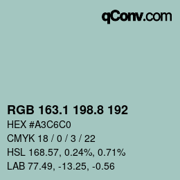 Farbcode: RGB 163.1 198.8 192 | qconv.com