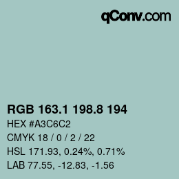 カラーコード: RGB 163.1 198.8 194 | qconv.com
