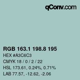 カラーコード: RGB 163.1 198.8 195 | qconv.com