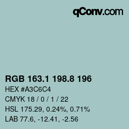 カラーコード: RGB 163.1 198.8 196 | qconv.com