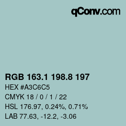 Color code: RGB 163.1 198.8 197 | qconv.com