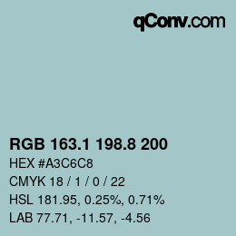 Color code: RGB 163.1 198.8 200 | qconv.com