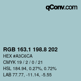 Color code: RGB 163.1 198.8 202 | qconv.com