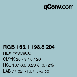 カラーコード: RGB 163.1 198.8 204 | qconv.com