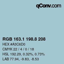 Color code: RGB 163.1 198.8 208 | qconv.com