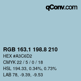 カラーコード: RGB 163.1 198.8 210 | qconv.com