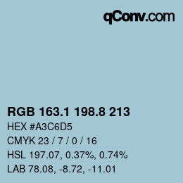 Color code: RGB 163.1 198.8 213 | qconv.com