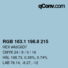カラーコード: RGB 163.1 198.8 215 | qconv.com