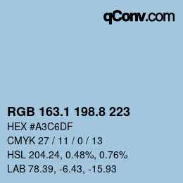 Color code: RGB 163.1 198.8 223 | qconv.com