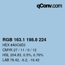 カラーコード: RGB 163.1 198.8 224 | qconv.com