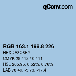 Color code: RGB 163.1 198.8 226 | qconv.com