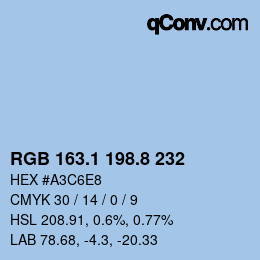 Color code: RGB 163.1 198.8 232 | qconv.com